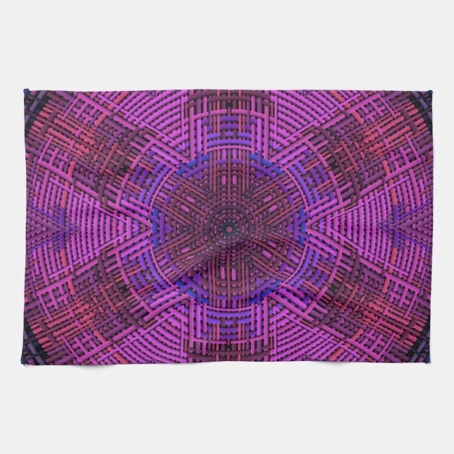 Weave Mandala Rosa Lila och Blue Kökshandduk (Horisontell)