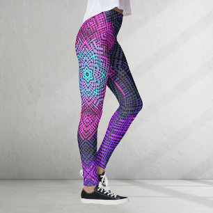 Weave Mandala Rosa Lila och Blue Leggings