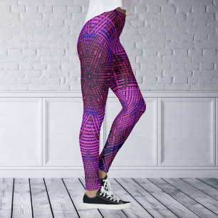 Weave Mandala Rosa Lila och Blue Leggings
