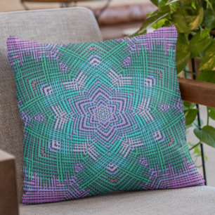 Weave Mandala Rosa och Blue Kudde
