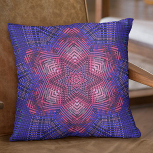 Weave Mandala Rosa och Blue Kudde