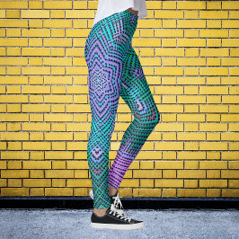 Weave Mandala Rosa och Blue Leggings