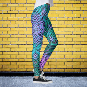 Weave Mandala Rosa och Blue Leggings
