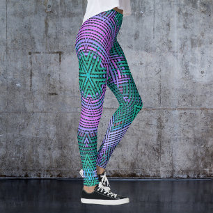 Weave Mandala Rosa och Blue Leggings