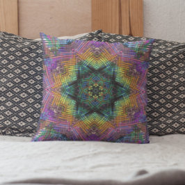 Weave Mandala Teal Gult och Rosa Kudde