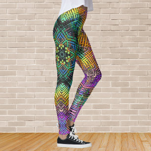 Weave Mandala Teal Gult och Rosa Leggings