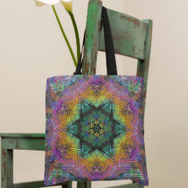 Weave Mandala Teal Gult och Rosa Tygkasse