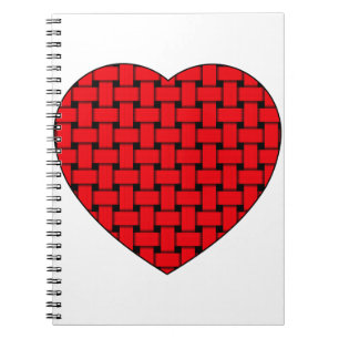 Weaved Red Heart Anteckningsbok