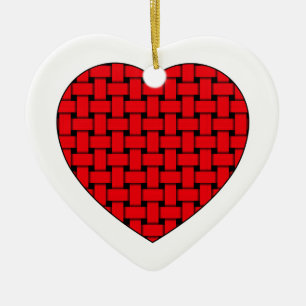 Weaved Red Heart Julgransprydnad Keramik