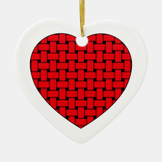 Weaved Red Heart Julgransprydnad Keramik (Framsidan)