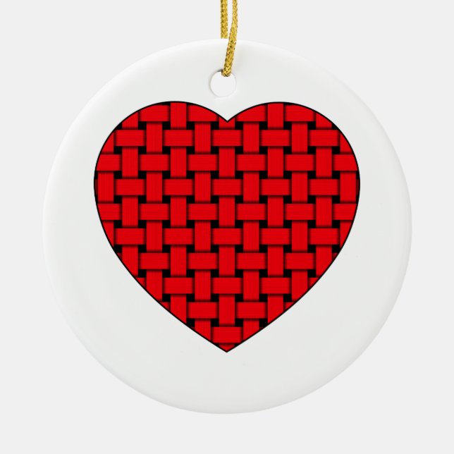 Weaved Red Heart Julgransprydnad Keramik (Framsidan)