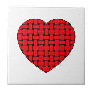 Weaved Red Heart Kakelplatta