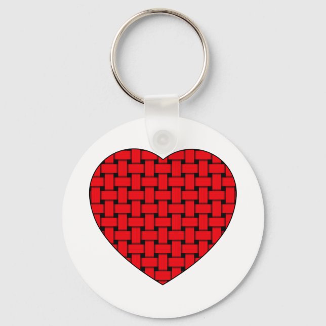 Weaved Red Heart Nyckelring (Framsida)