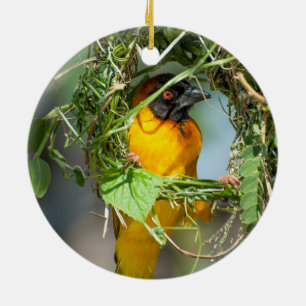 Weaver Bird Byggnad Nest Julgransprydnad Keramik