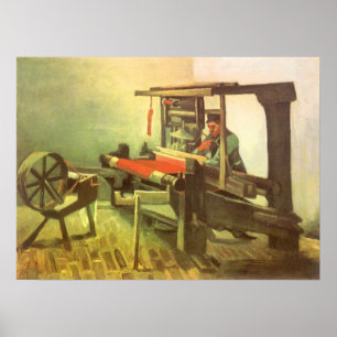 Weaver Facing Lämnat Spinning Wheel Vincent van Go Poster
