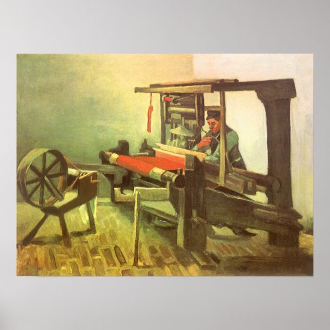 Weaver Facing Lämnat Spinning Wheel Vincent van Go Poster (Framsidan)