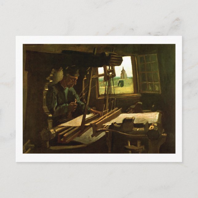 Weaver nära ett öppet fönster Van Gogh Fine Art Vykort (Framsida)