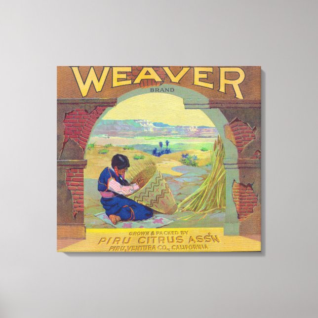 Weaver Orange LabelPiru, CA Canvastryck (Framsida)