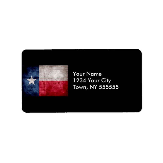 WeaVintage Texas Statlig flagga Adressetikett (Framsidan)