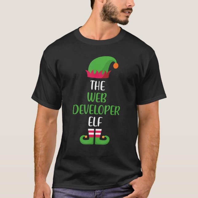 Web Developer Elf Family Matching Group Christmas  T Shirt (Framsida)