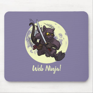 Webb-Ninja som hoppar Svart Katt Ninja Katana Teck Musmatta