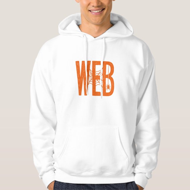 Webb Spindel Halloween Linocut Design Hoodie (Framsida)