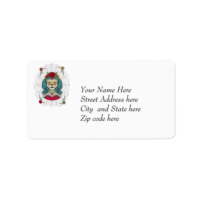 Webben Catrina Día de Muertos Adressetikett (Framsidan)