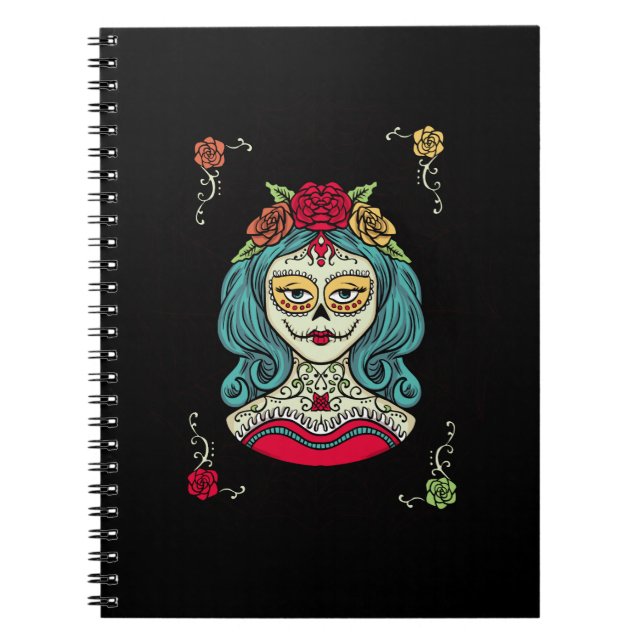 Webben Catrina Día de Muertos Anteckningsbok (Framsidan)
