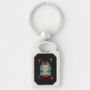 Webben Catrina Día de Muertos Rektangulärt Silverfärgad Nyckelring