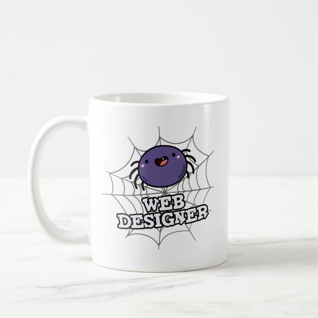 Webben Designer Funny Spider Pun Kaffemugg (Vänster)