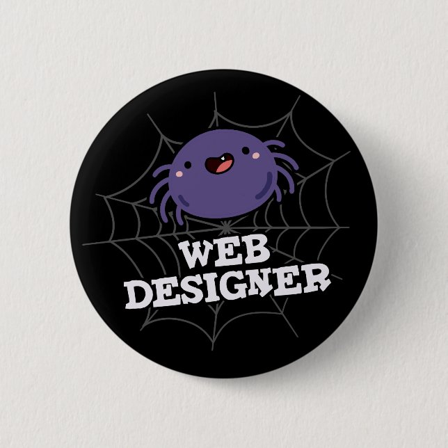 Webben Designer Funny Spider Pun Mörk BG Knapp (Framsida)