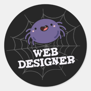Webben Designer Funny Spider Pun Mörk BG Runt Klistermärke