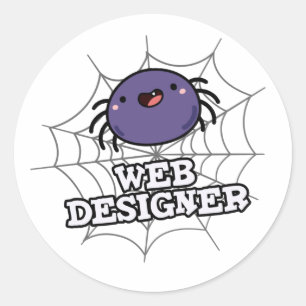 Webben Designer Funny Spider Pun Runt Klistermärke