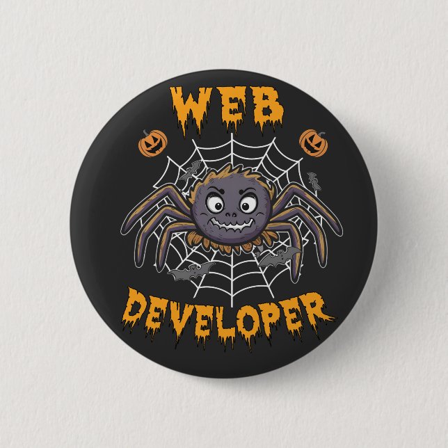 Webben Developer Funny Spooky Halloween Spider Knapp (Framsida)