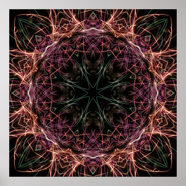 Webben Färg Kaleidoscope Poster (Framsidan)