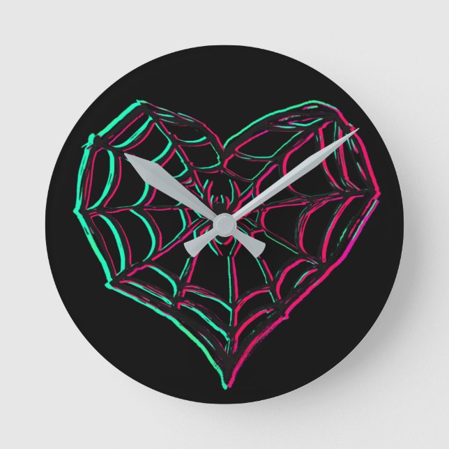 Webben Kärlek T-Shirt Rund Klocka (Framsida)