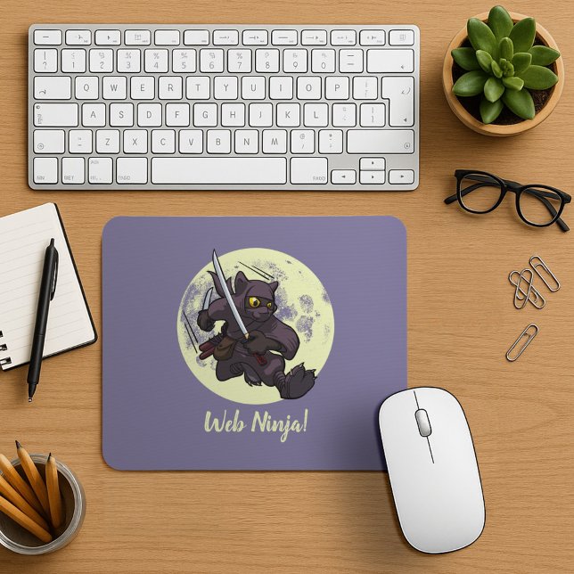 Webben Ninja Jumping Black Cat Ninja Katana Teckna Musmatta (Skapare uppladdad)