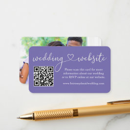 Webben QR Photo Periwinkle Calligraphy Heart Bröll Tilläggskort