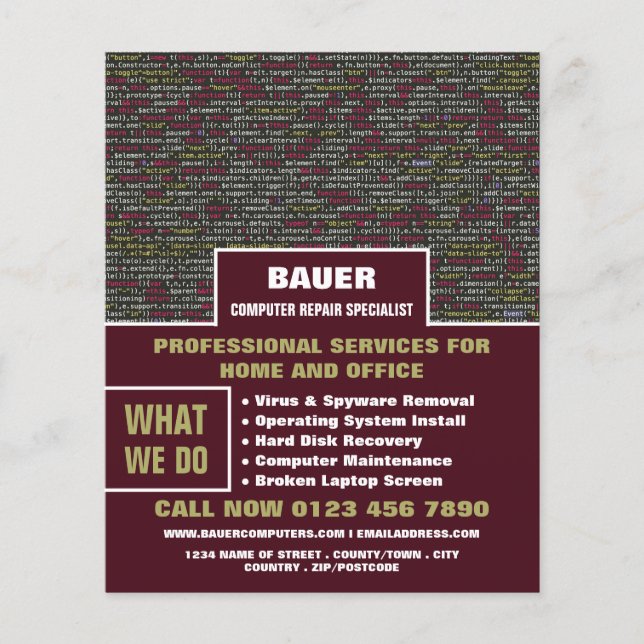 Webbens skript, Computer Repair Specialist Reklam Flygblad (Framsidan)