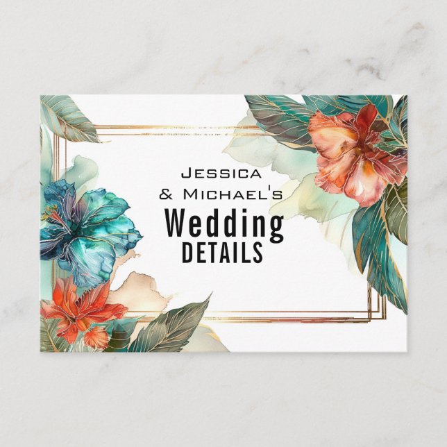 Webbplats adress + QR Hibiscus Sergranat Paradise Tilläggskort (Framsida)