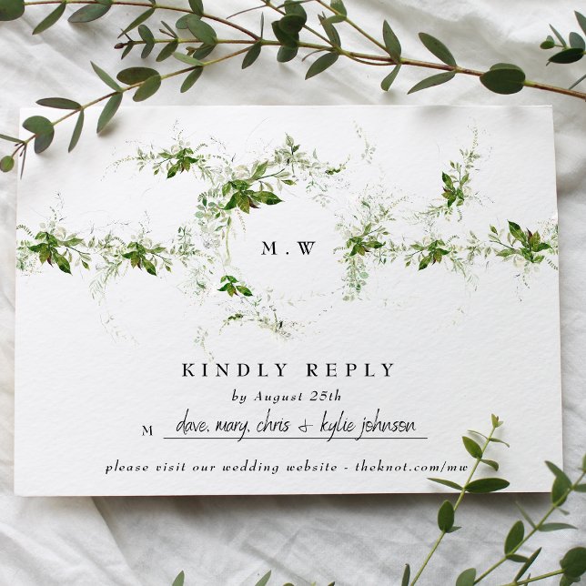 Webbplats | Eucalyptus Monogram Bröllop OSA Kort (Skapare uppladdad)