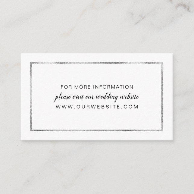 Webbplats för Faux Silver Foil Ram bröllop, inform Tilläggskort (Framsida)