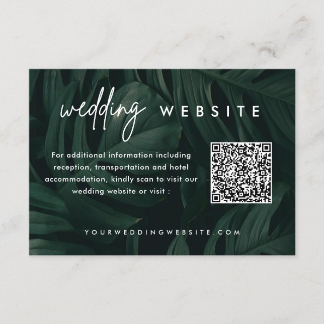 Webbplats för Tropical Destination Wedding QR-kod Tilläggskort (Framsida)