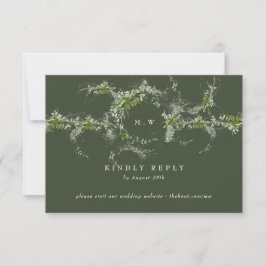 Webbplats | Grönt Eucalyptus Monogram Bröllop OSA Kort