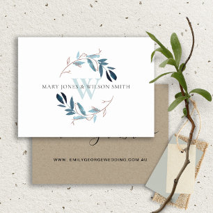 WEBBPLATSEN AQUA BLUE ROSA FOLIAGE WREATH BRÖLLOP TILLÄGGSKORT