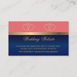 Webbplatsen Coral and Navy Blue Guld Hearts Tilläggskort