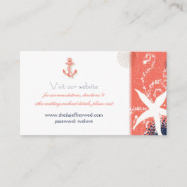 Webbplatsen Coral & Navy Blue Nautical Bröllop Tilläggskort
