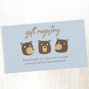 Webbplatsen Little Bear Unge Baby Shower Gift-regi Tilläggskort