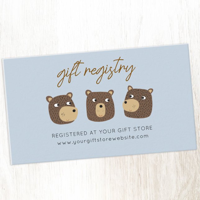 Webbplatsen Little Bear Unge Baby Shower Gift-regi Tilläggskort (Little teddy bear cub baby shower gift registry website enclosure cards)