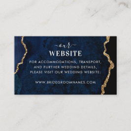 Webbplatsen Navy Blue Guld Agate Geode Marble Bröl Tilläggskort